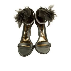 Alexandre Vauthier satin/ leather cristal emblished heels